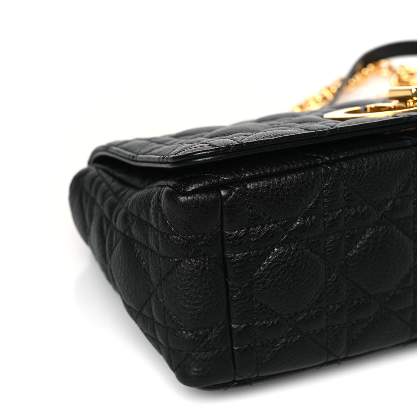 Calfskin Cannage Medium Caro Bag Black