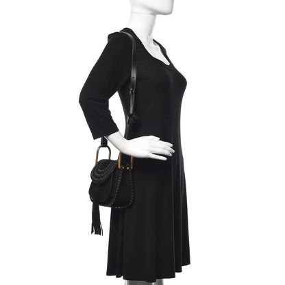 Chloe Suede Calfskin Braided Mini Hudson Shoulder Bag Black 2 of 9