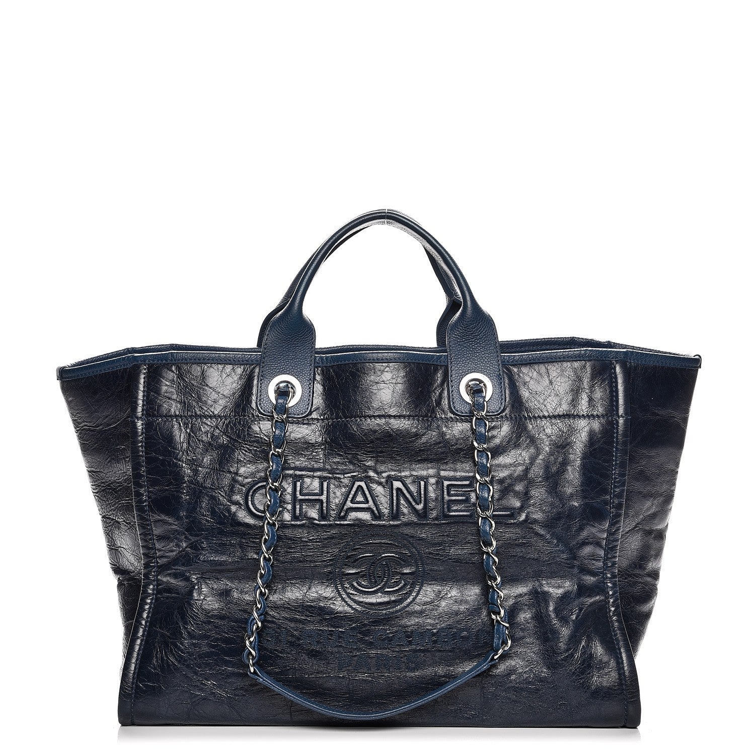 Chanel Glazed Calfskin Large Deauville Tote Blue 1 of 11