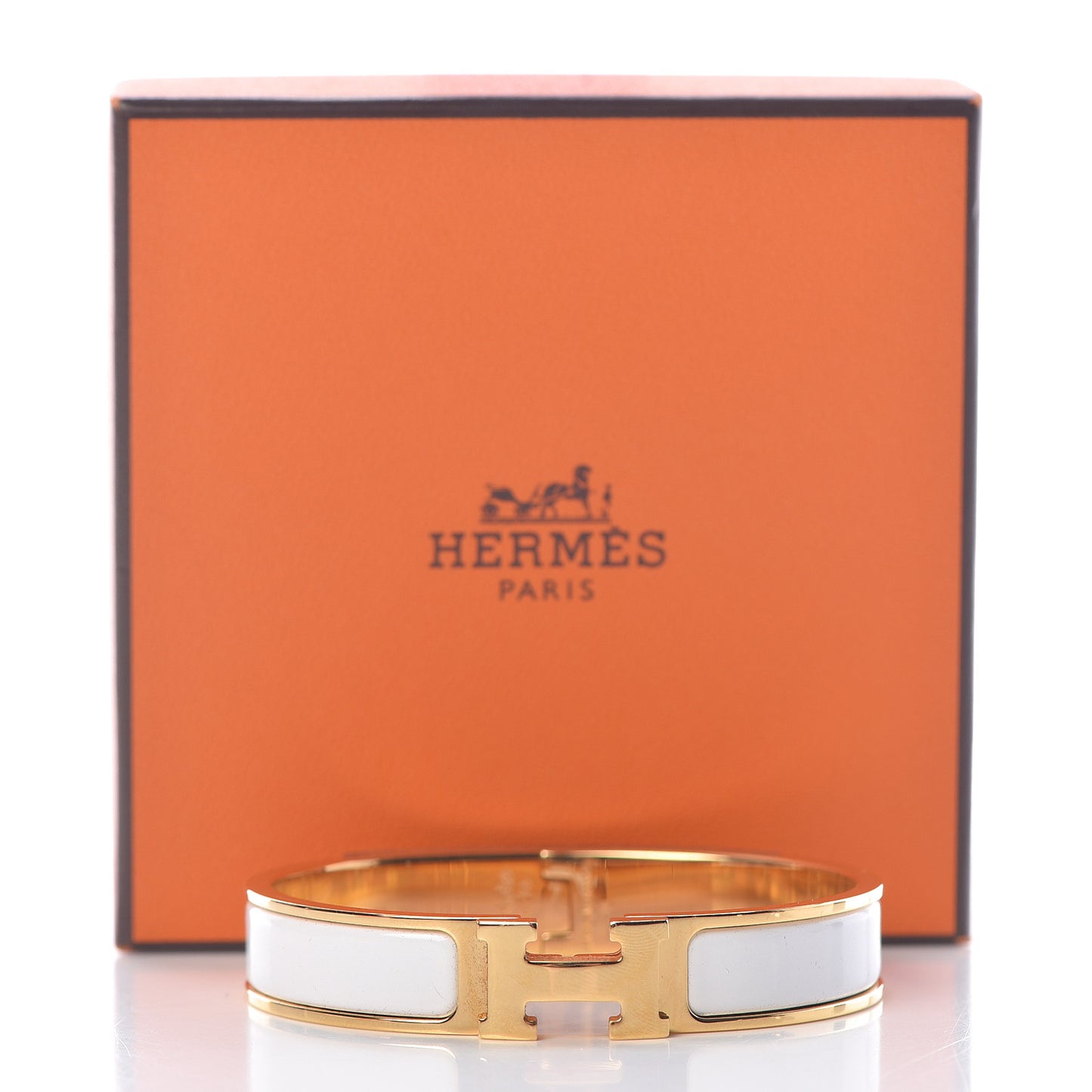 Enamel Narrow Clic Clac H Bracelet GM White