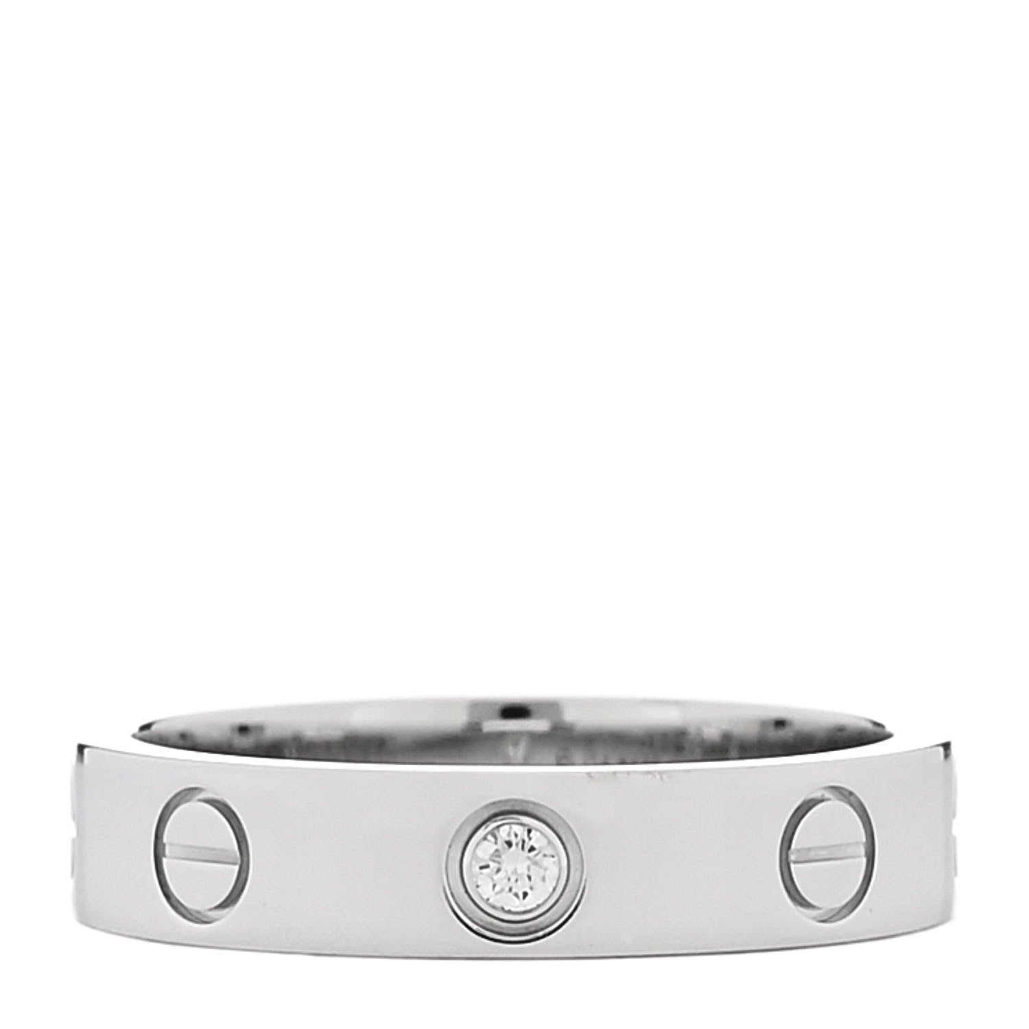 Cartier 18K White Gold Diamond 4mm LOVE Wedding Band Ring 50 5.25 3 of 4