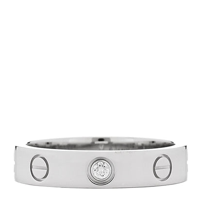 Cartier 18K White Gold Diamond 4mm LOVE Wedding Band Ring 50 5.25 3 of 4