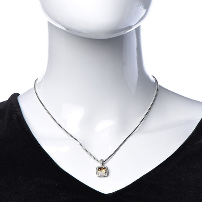 David Yurman Sterling Silver Diamond Citrine 7mm Petite Albion Pendant Necklace 2 of 6