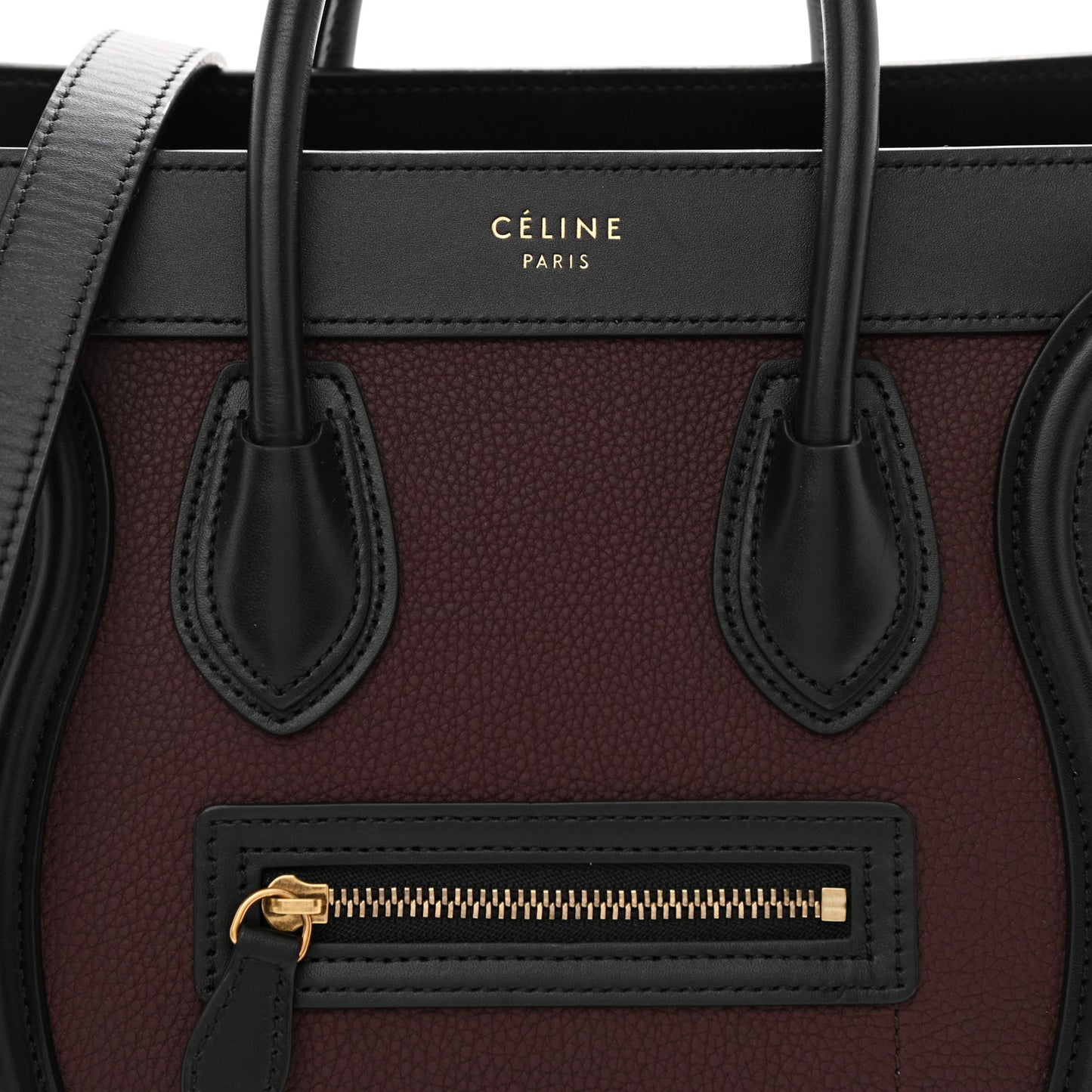 Baby Grained Calfskin Nubuck Tri-Color Nano Luggage Burgundy Wine