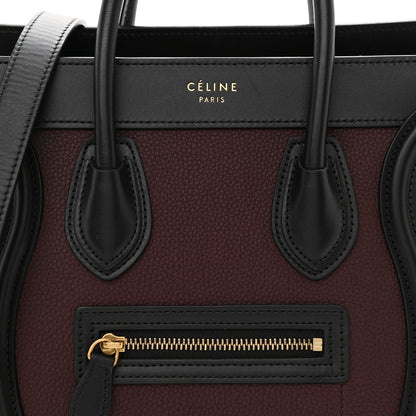 Celine Baby Grained Calfskin Nubuck Tri-Color Nano Luggage Burgundy Wine 9 of 10