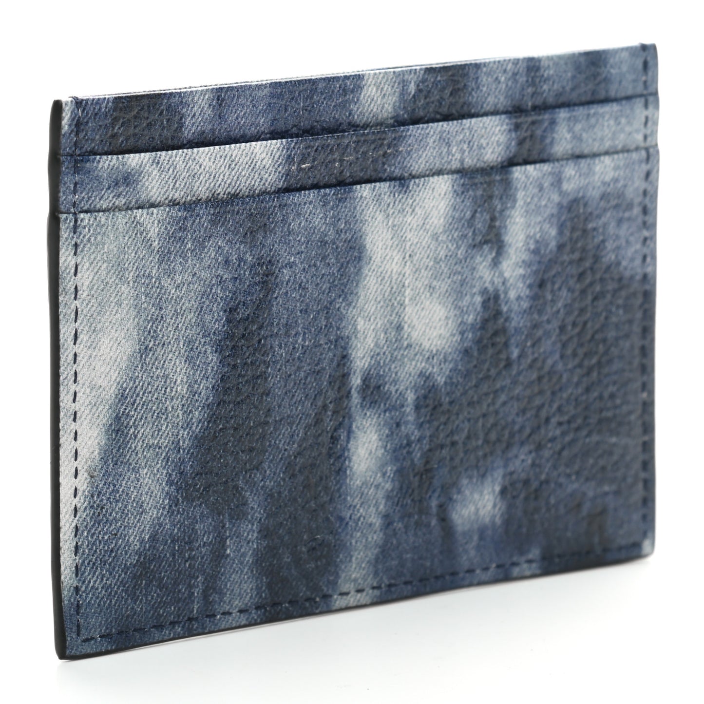 Calfskin Loubisky Studded Kios Card Holder Blue