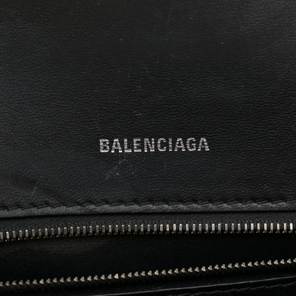 Balenciaga Shiny Calfskin Monochrome Crocodile Embossed Small Hourglass Top Handle Bag Black 6 of 17