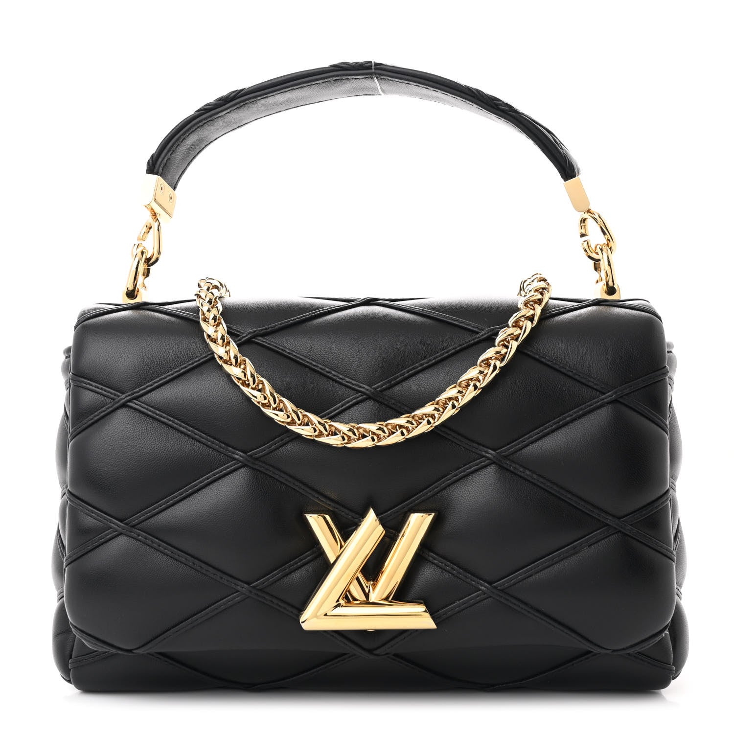 Louis Vuitton Lambskin Malletage Top Handle GO-14 MM Black 1 of 10