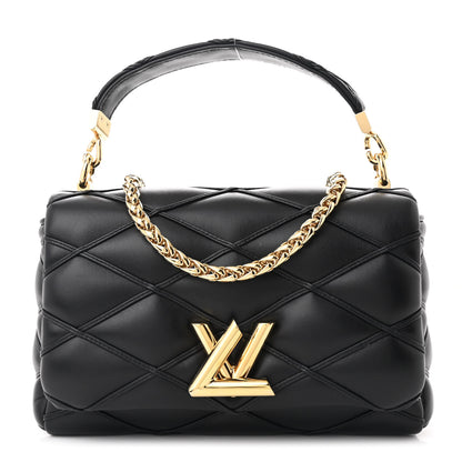 Louis Vuitton Lambskin Malletage Top Handle GO-14 MM Black 1 of 10
