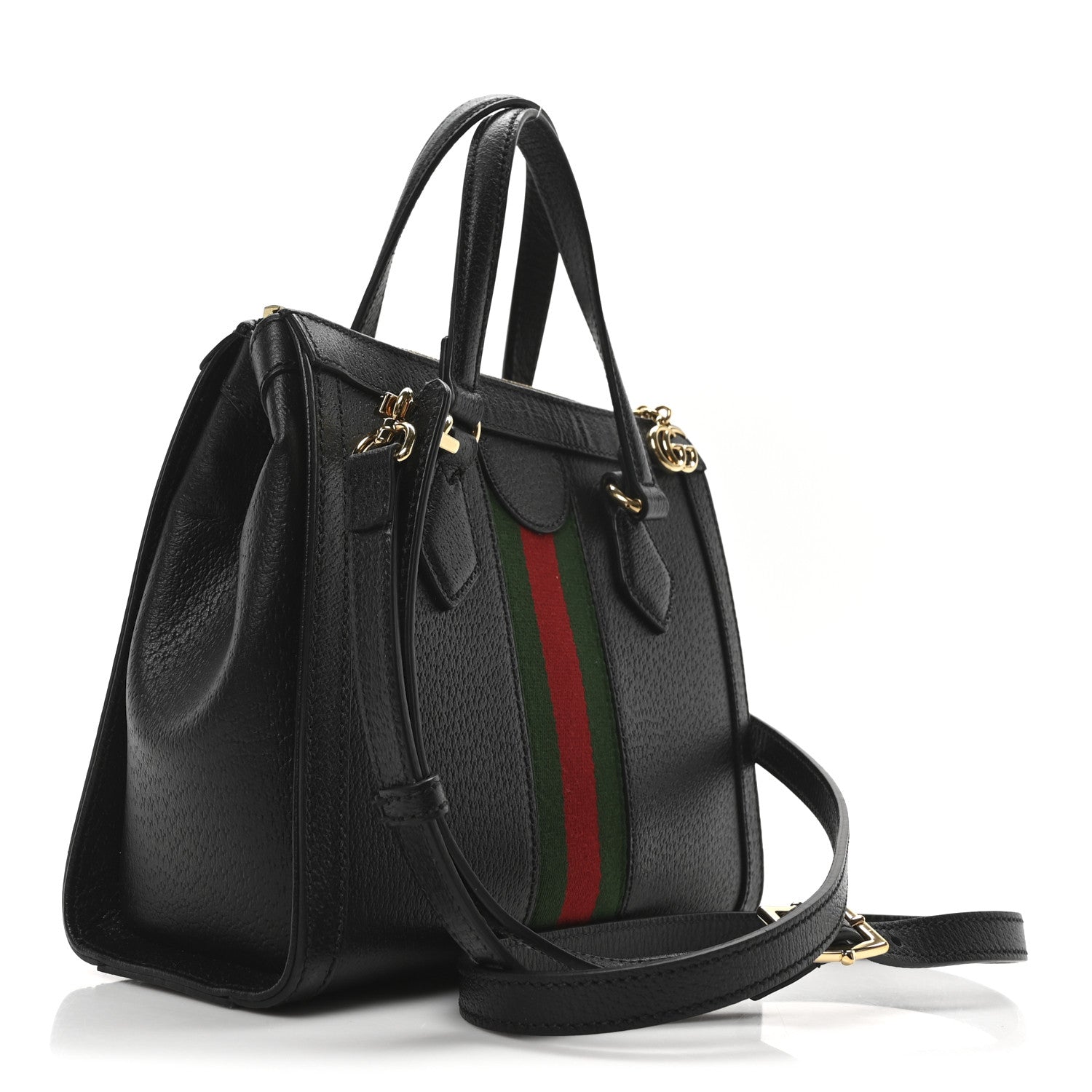Gucci Textured Calfskin Web Small Ophidia Tote Bag Black 3 of 11