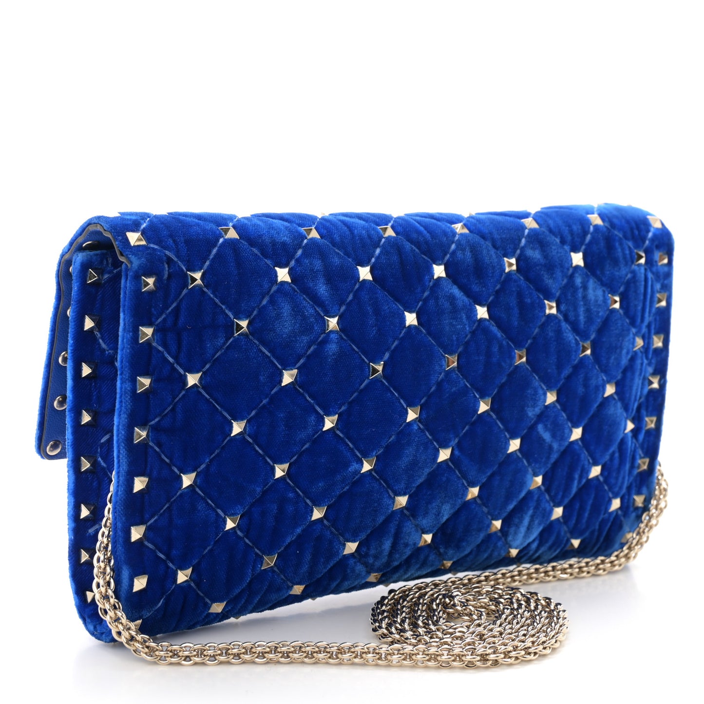 Velvet Rockstud Spike Wallet on Chain Acid Blue