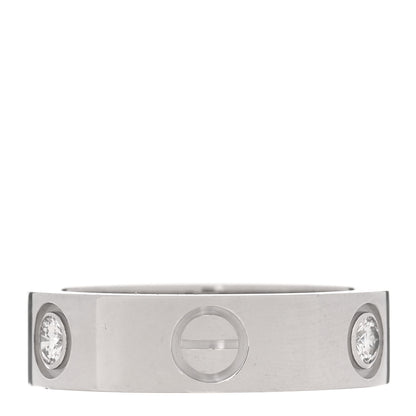 Cartier 18K White Gold 3 Diamond 5.5mm LOVE Ring 52 6 3 of 4