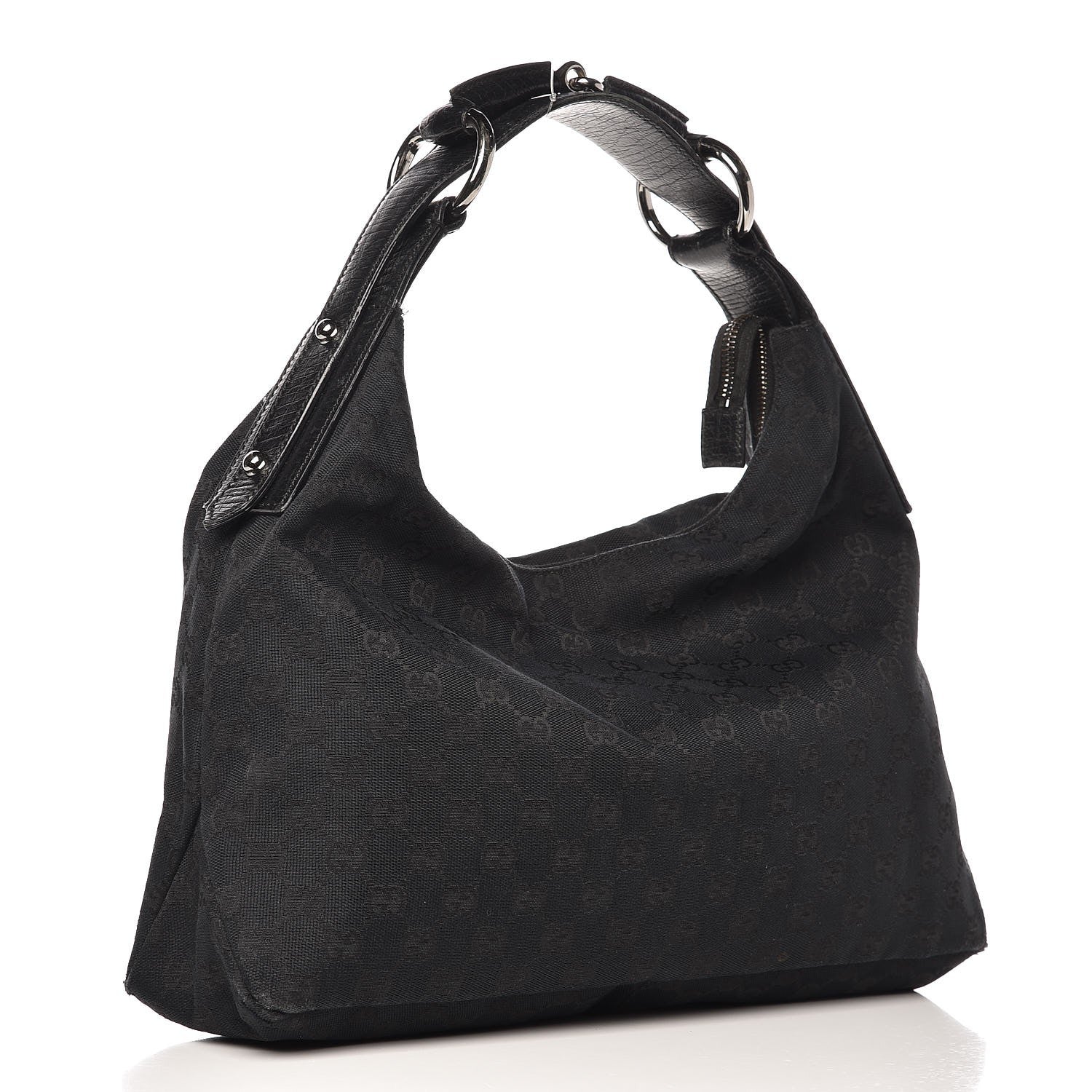 Gucci Monogram Large Horsebit Chain Hobo Black 3 of 13
