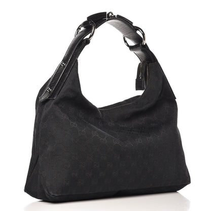 Gucci Monogram Large Horsebit Chain Hobo Black 3 of 13