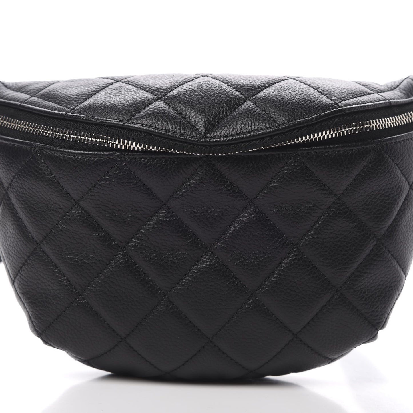 Grained Calfskin Quilted Waist Belt Bag Black