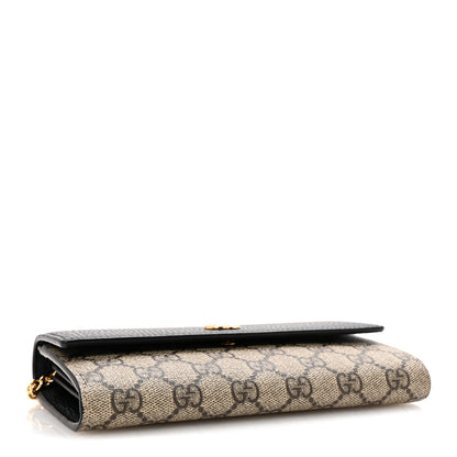 Gucci Dollar Calfskin GG Supreme Monogram Petite GG Marmont Wallet Chain Bag Black Beige Ebony 4 of 11