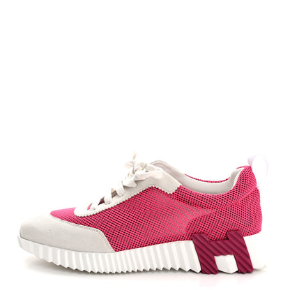 Hermes Air Mesh Suede Goatskin Bouncing Sneakers 39 Rose Vinicunca White 1 of 10