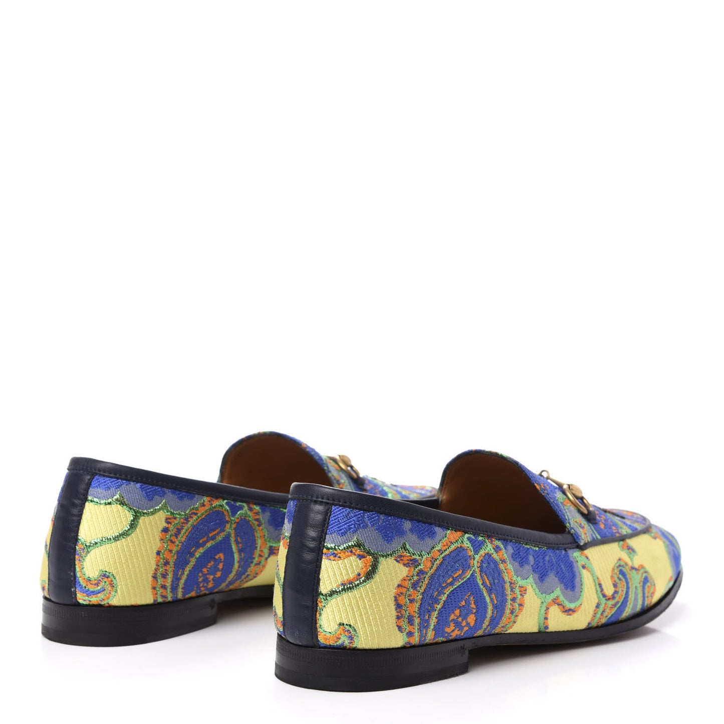 Jacquard Lambskin Flower Embroidered Womens Horsebit Jordaan Loafers 41 Acid Lime Electric Blue