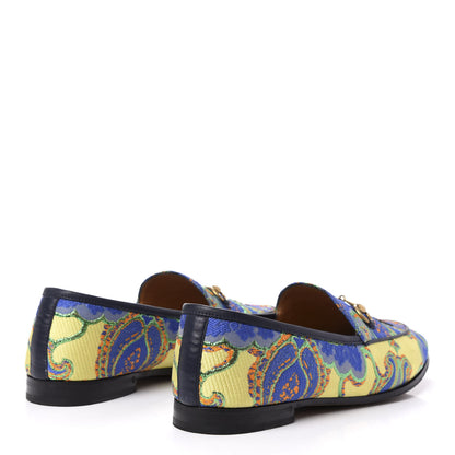 Gucci Jacquard Lambskin Flower Embroidered Womens Horsebit Jordaan Loafers 41 Acid Lime Electric Blue 5 of 11