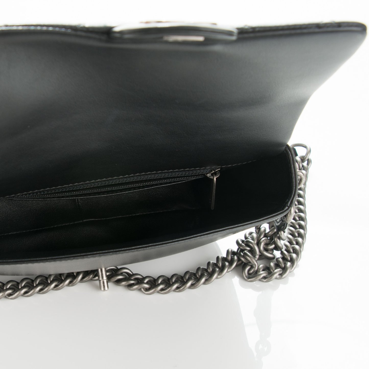 Calfskin Quilted Medium Rock My Shoulder Flap Black