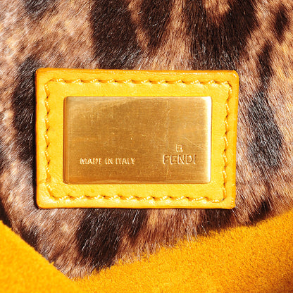 Fendi Vitello Saddle Calf Hair Leopard Print Large Peekaboo Iconic Satchel Ocra 18 of 22
