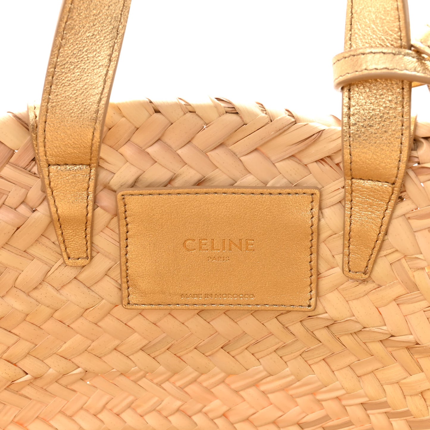 Raffia Calfskin Triomphe Teen Panier Gold