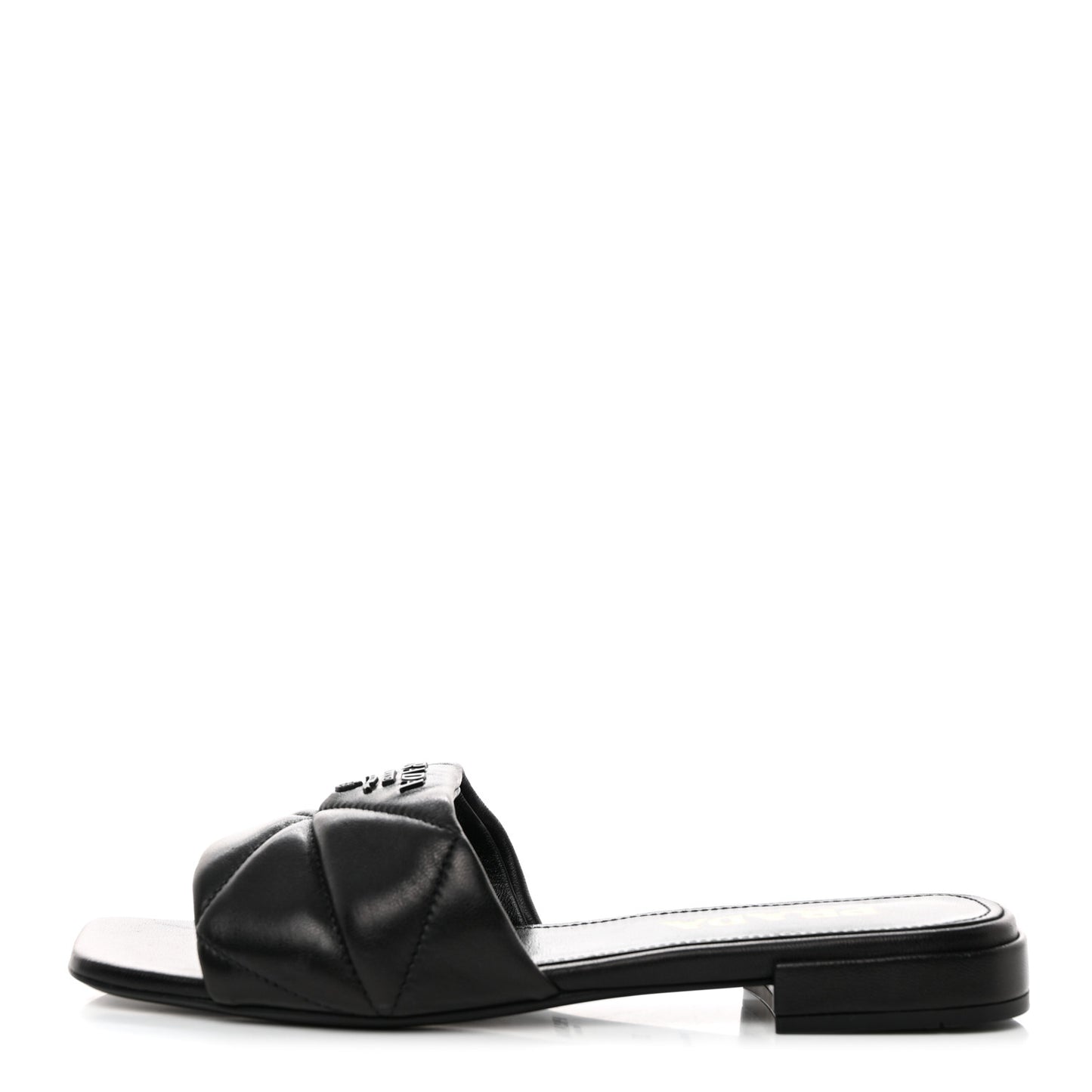 Nappa Logo Quilted 10mm Slide Sandals 37 Black