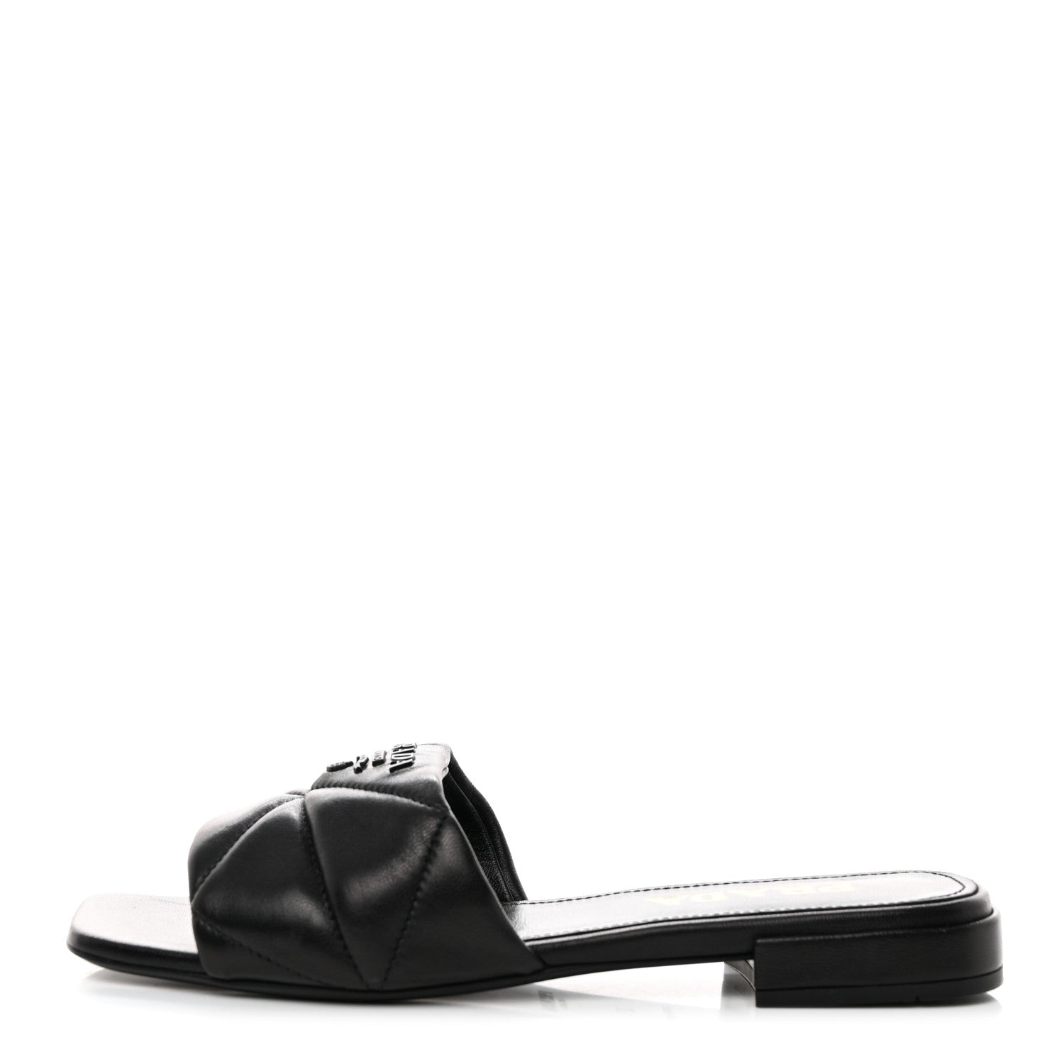 Prada Nappa Logo Quilted 10mm Slide Sandals 37 Black 1 of 7
