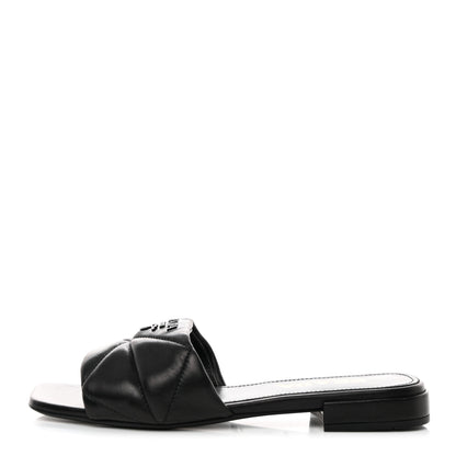 Prada Nappa Logo Quilted 10mm Slide Sandals 37 Black 1 of 7
