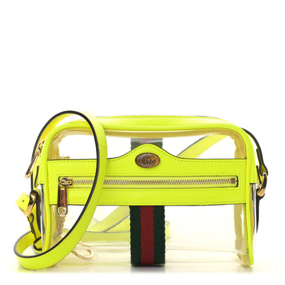 Gucci Vinyl Web Mini Ophidia Transparent Shoulder Bag Yellow Fluo 1 of 12
