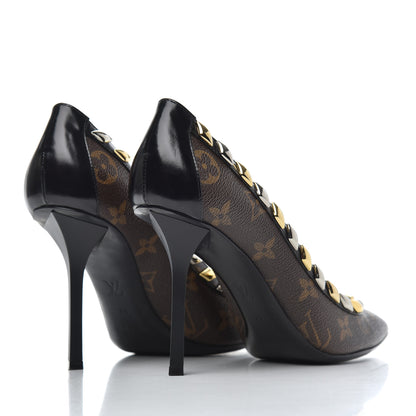 Louis Vuitton Calfskin Monogram Eldorado Pumps 38 Cacao 4 of 12