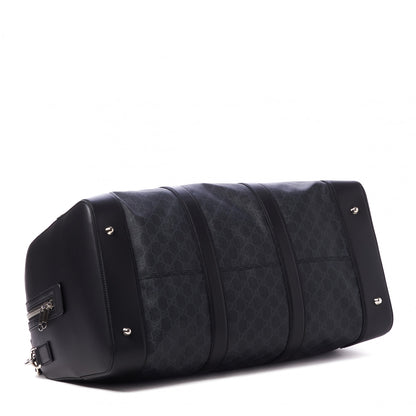 Gucci Soft GG Supreme Monogram Appia Calfskin Web Large Carry On Duffle Bag Black Grey 4 of 10