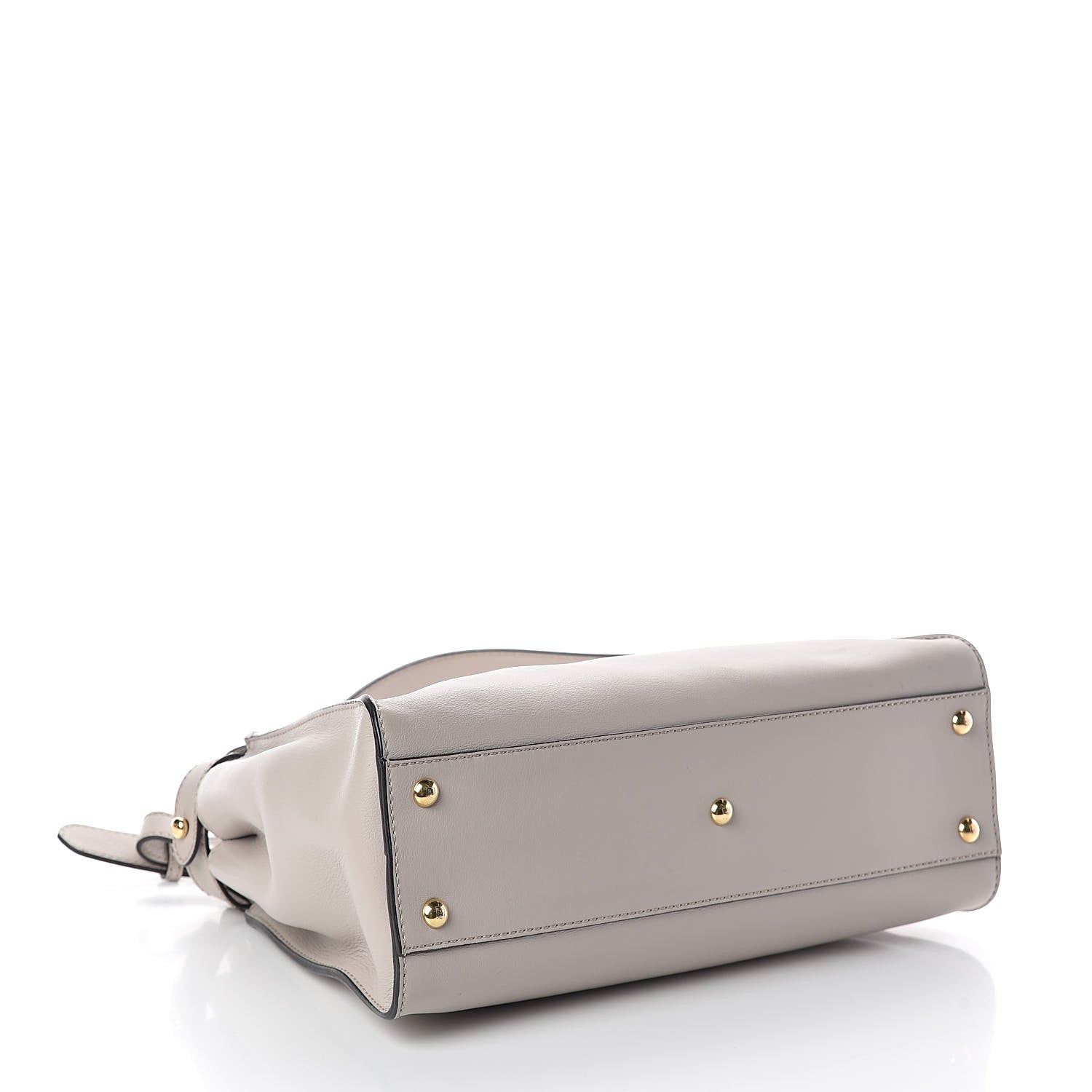 Fendi Vitello Seta Shiny Nappa Medium Peekaboo Iconic Satchel Grigio Polvere Bois de Rose 4 of 8