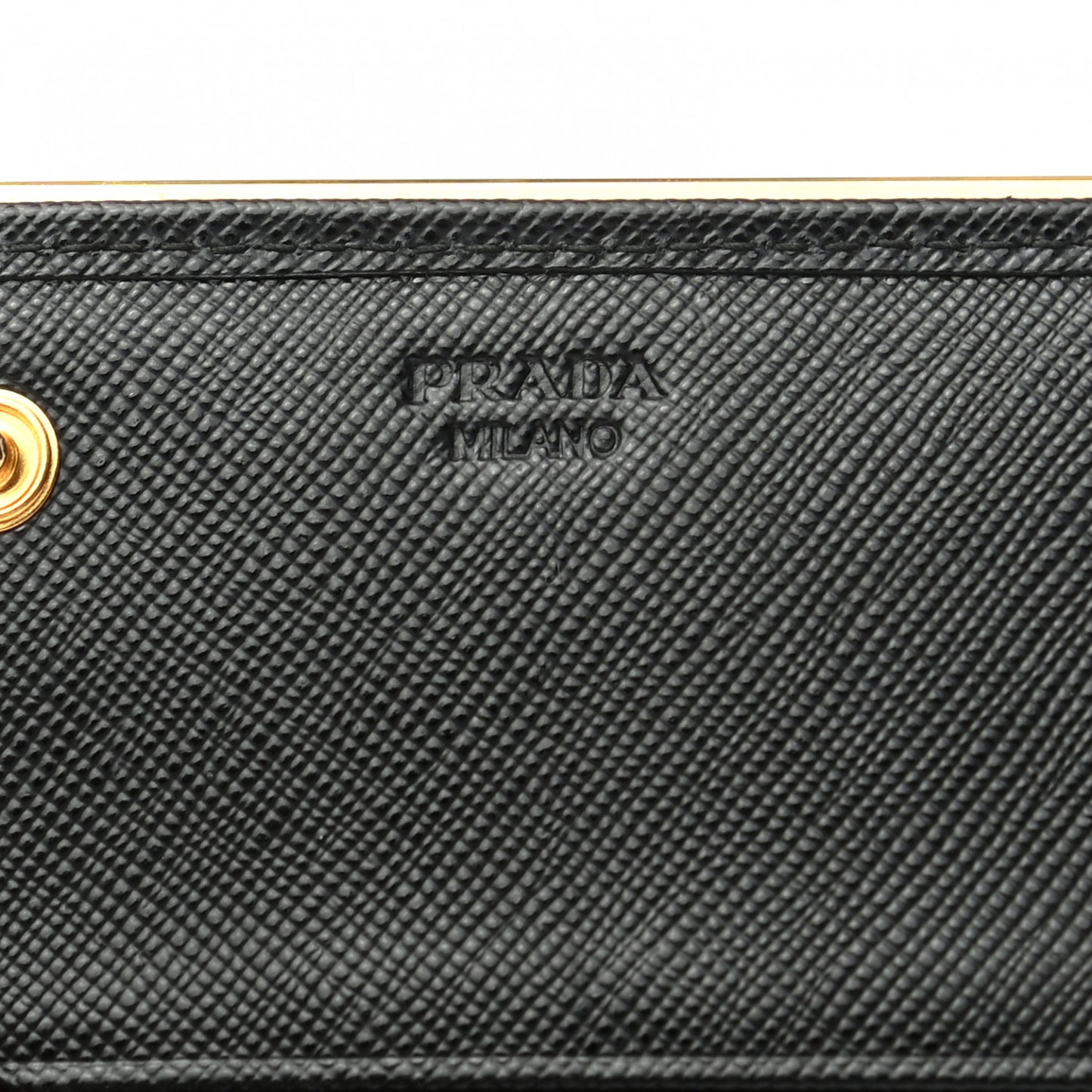 Saffiano Metal Bar Continental Flap Wallet Black