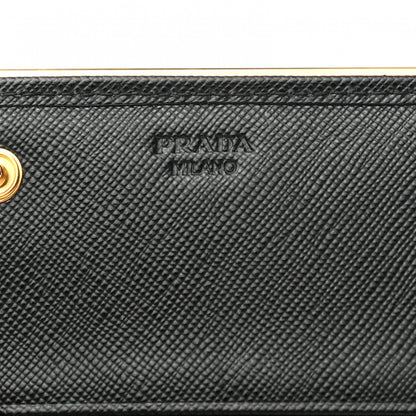 Prada Saffiano Metal Bar Continental Flap Wallet Black 6 of 7