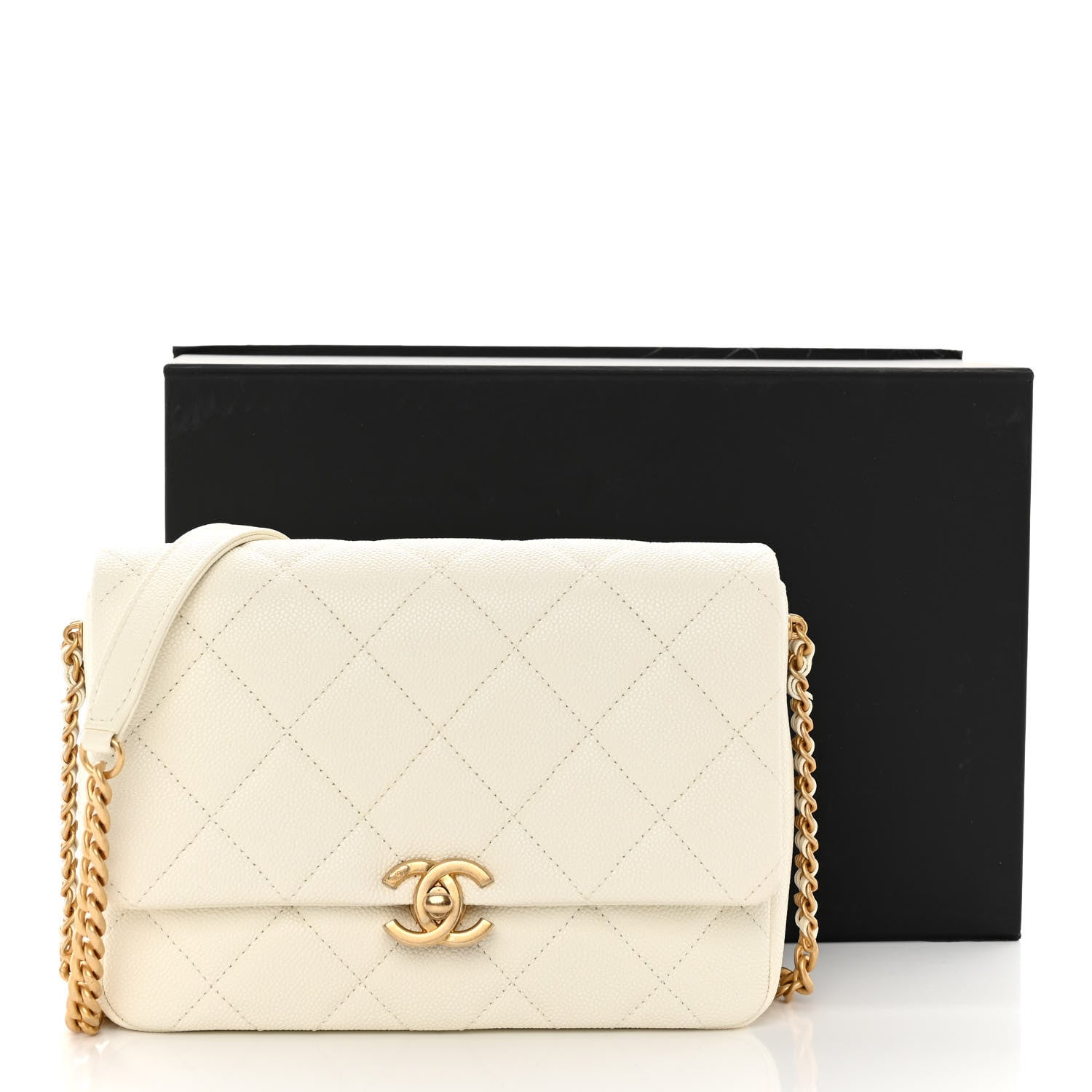 Chanel Shiny Caviar Quilted Small Chain Melody Flap White 12 of 12