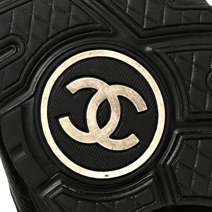 Chanel Mesh Suede Grained Calfskin Womens CC Sneakers 37 Black White 7 of 10