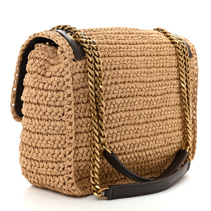 Saint Laurent Raffia Calfskin Monogram Medium Niki Chain Satchel Natural 3 of 11