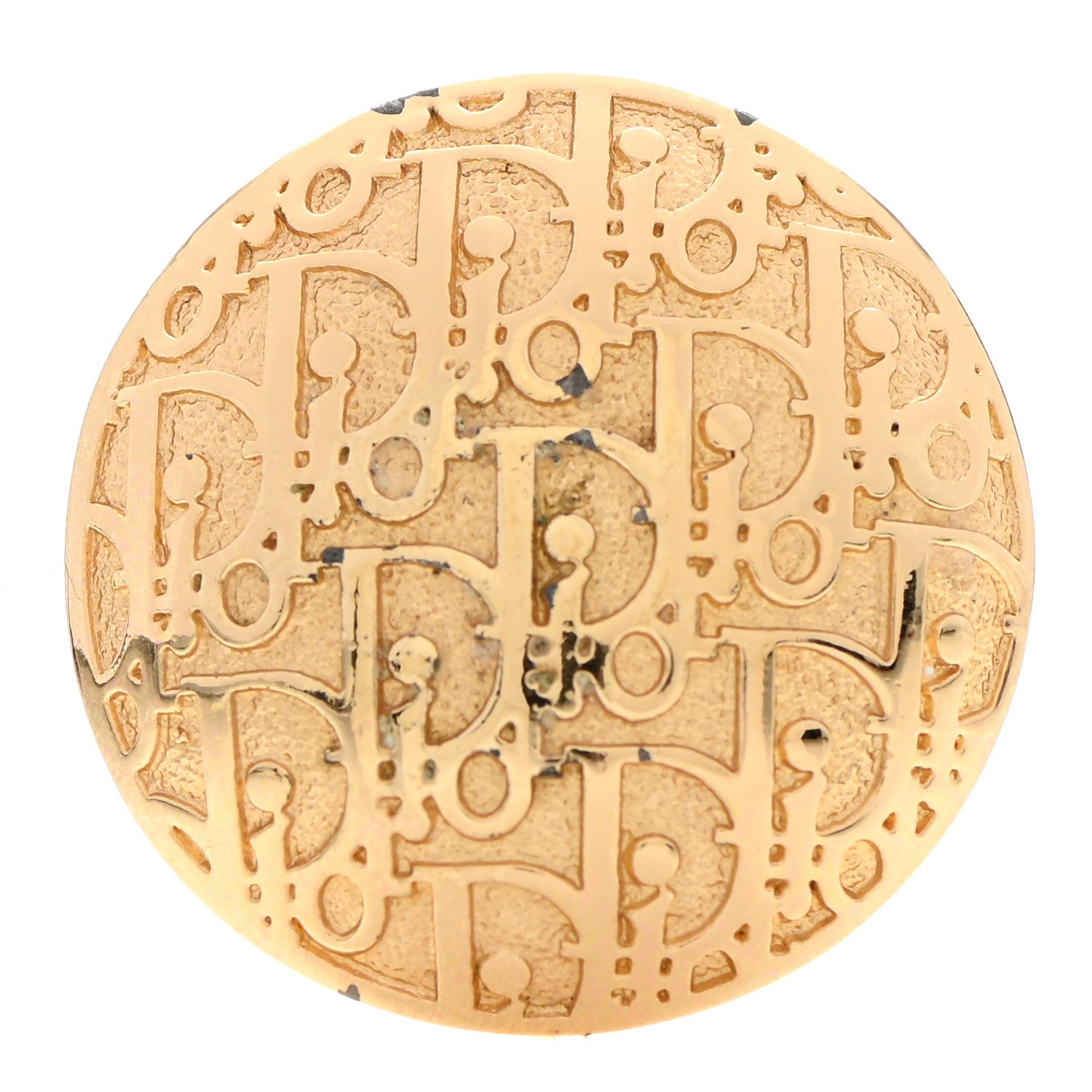 Christian Dior Monogram Round Brooch Gold 1 of 7