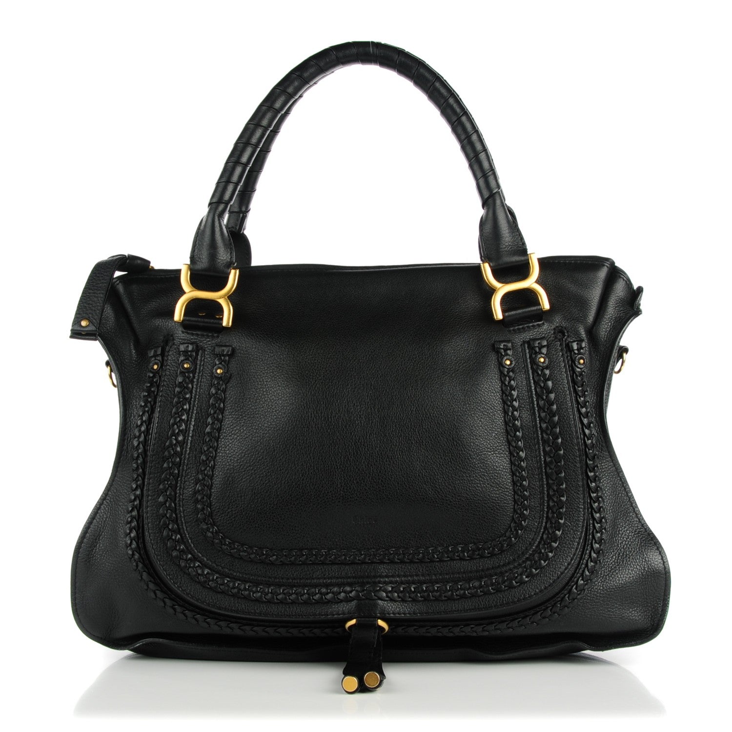 Chloe Calfskin Braided Large Marcie Satchel Black 1 of 9