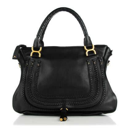 Chloe Calfskin Braided Large Marcie Satchel Black 1 of 9