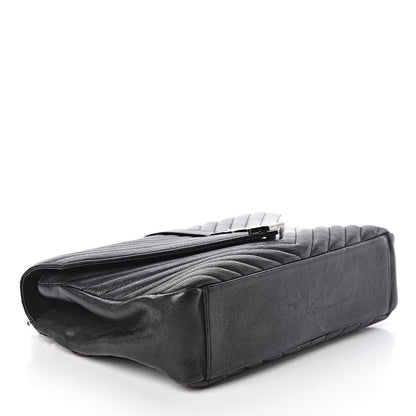 Saint Laurent Sheepskin Matelasse Chevron Monogram Large College Satchel Black 4 of 10