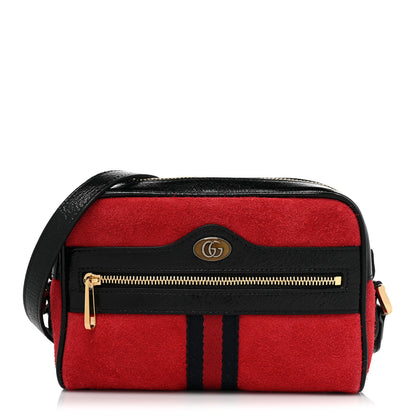 Gucci Suede Patent Web Mini Ophidia Shoulder Bag Red 1 of 10