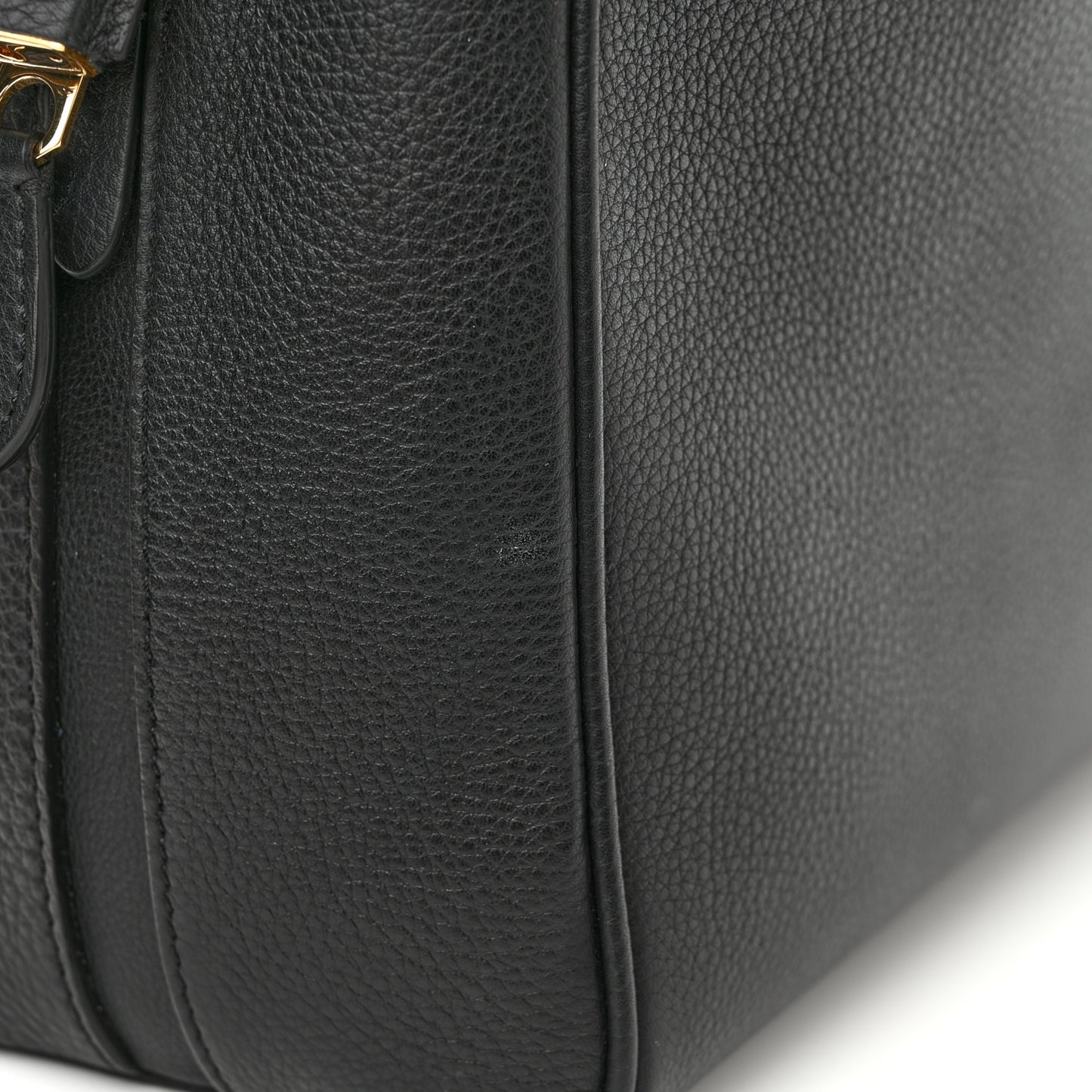 Grained Calfskin Large Half Cube Bowling Bag Black