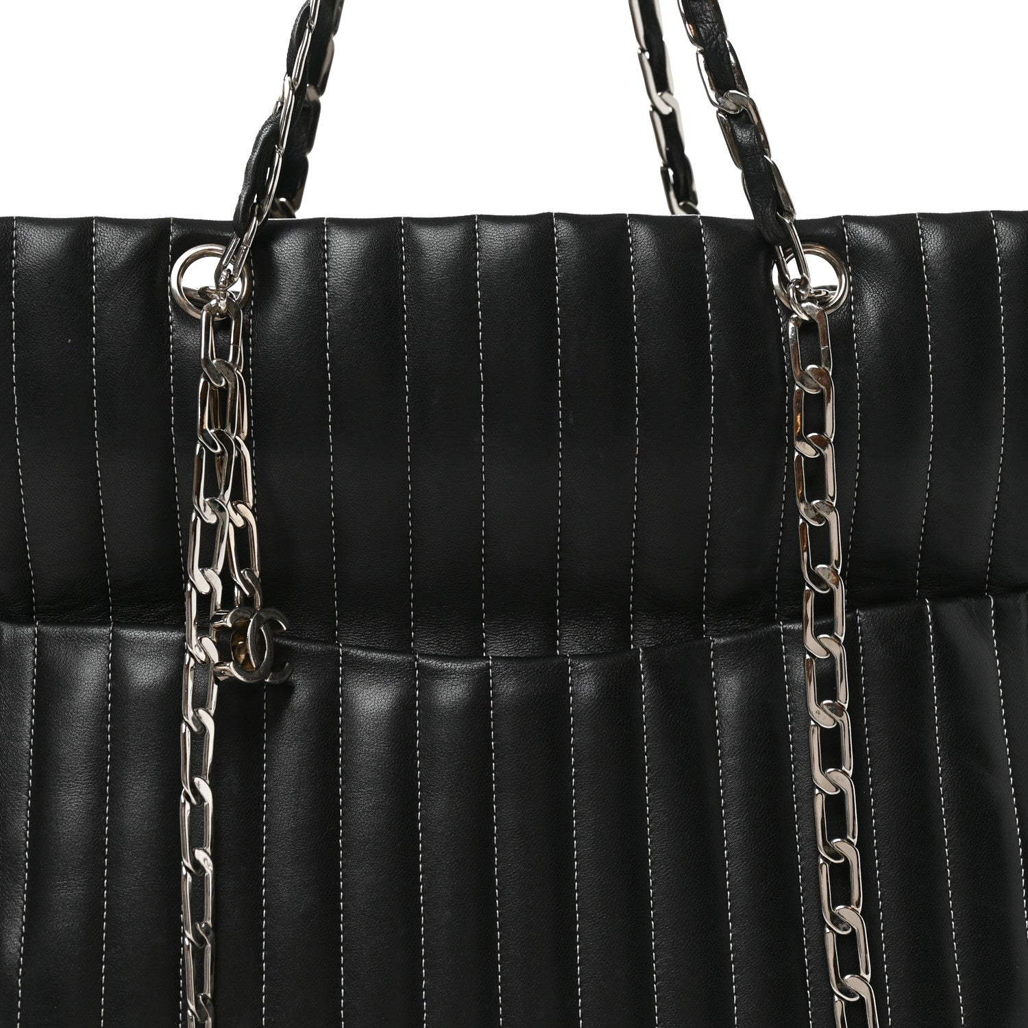 Chanel Lambskin Vertical Quilted Large Mademoiselle Tote Black 8 of 11