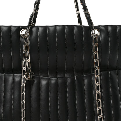 Chanel Lambskin Vertical Quilted Large Mademoiselle Tote Black 8 of 11