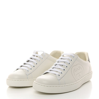 Gucci Calfskin Interlocking G Perforated Mens Ace Sneakers 6.5 White Grey Sky 3 of 9