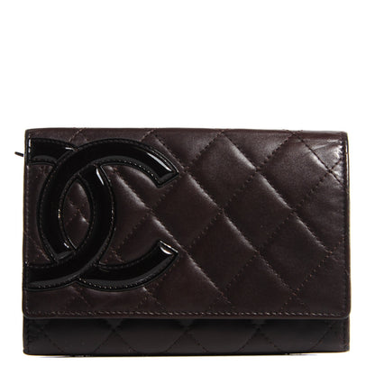 Chanel Calfskin Quilted Cambon Quilted Flap Wallet Dark Brown 1 of 8