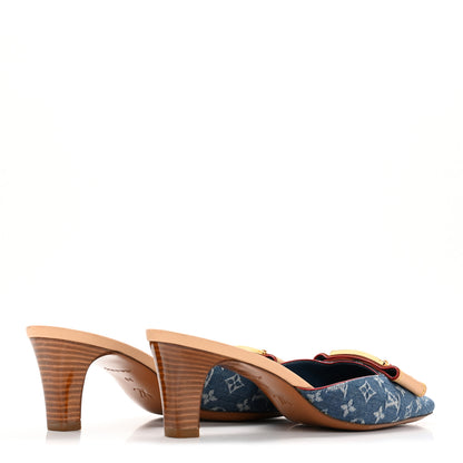 Louis Vuitton Denim Monogram Ginger Mules Natural 5 of 10