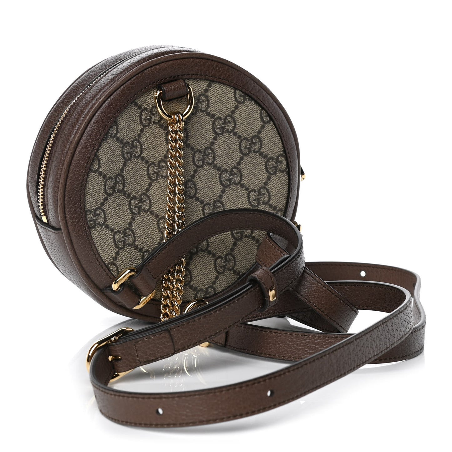 GG Supreme Monogram Web Mini Ophidia Round Backpack Brown